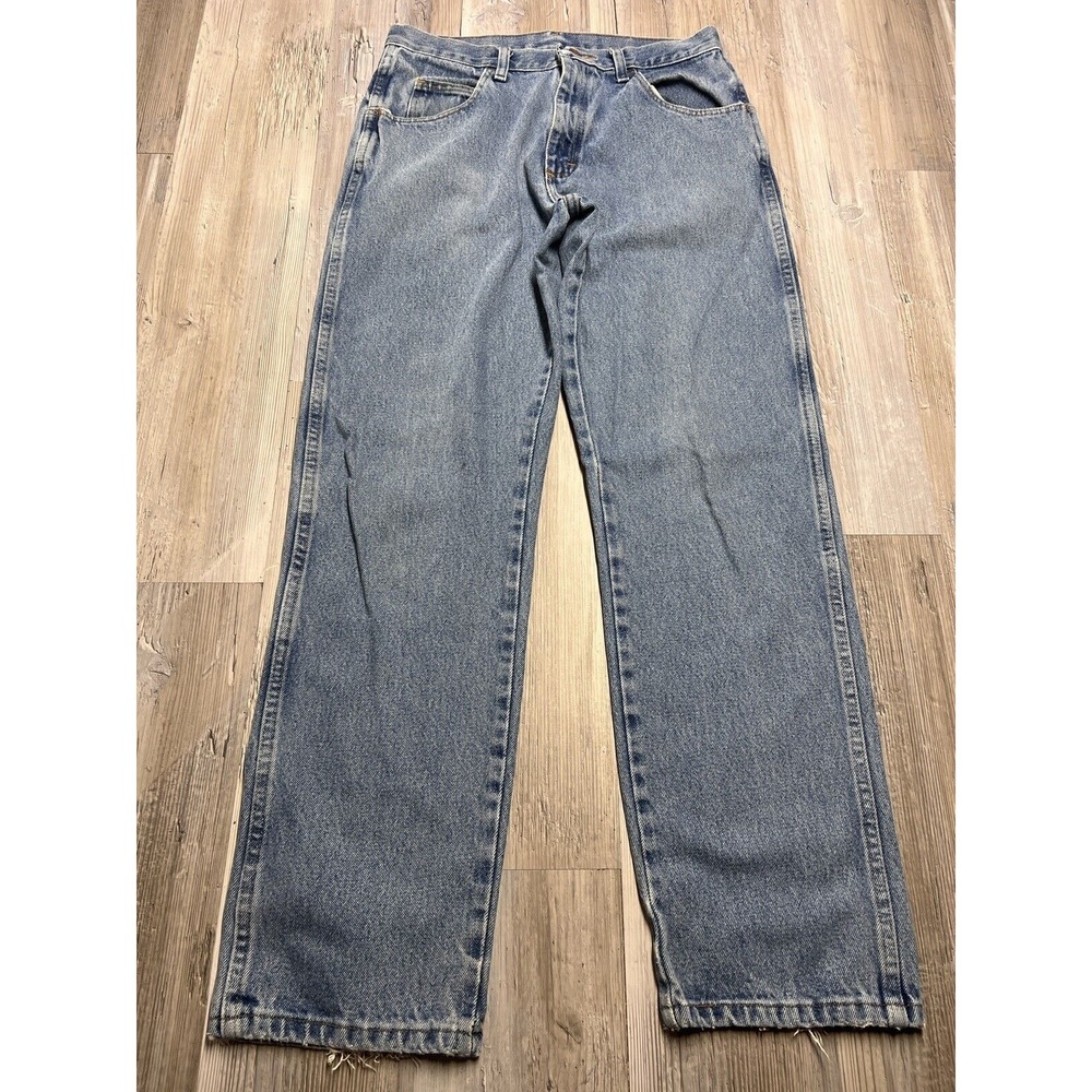 Vintage Rustler Wrangler‎ Jeans Sz 31x32 Blue Denim Grunge Faded Skater Cotton